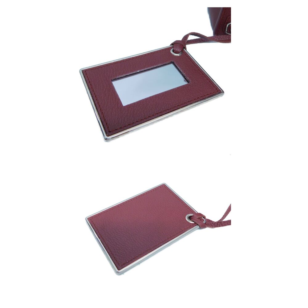 BALENCIAGA Paper Handbag Mirror Shoulder Strap Leather Brown Maroon Compact - Picture 7 of 7